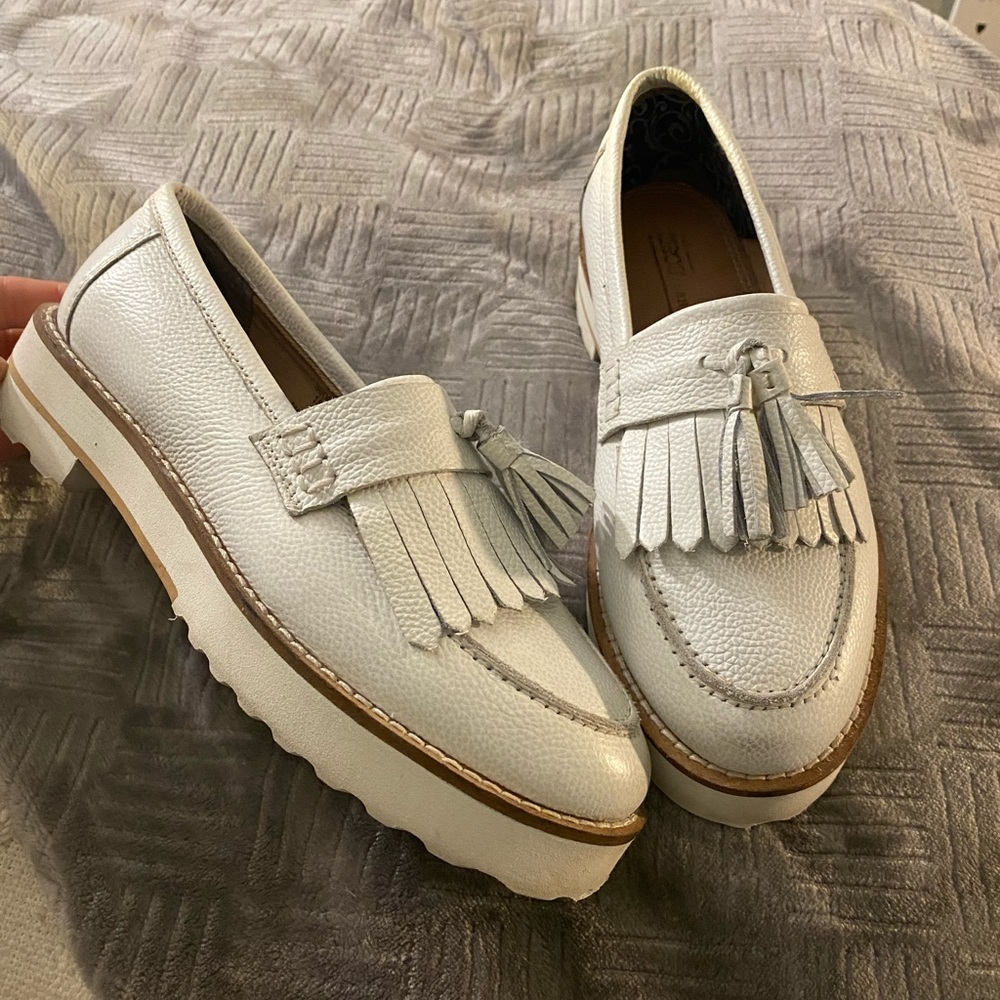 Lightly worn leather platform / flatform loafers from ASOS
